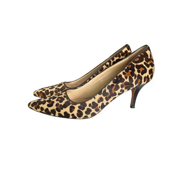 COLE HAAN calf skin / fur kitten heels. Animal / leopard  print. Size 6.5. - Picture 1 of 11